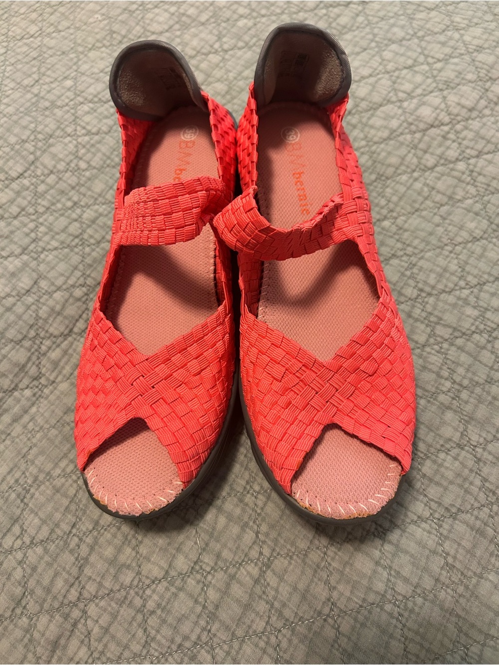 bernie mev. Woven Elastika Mary Jane Sandals - Coral